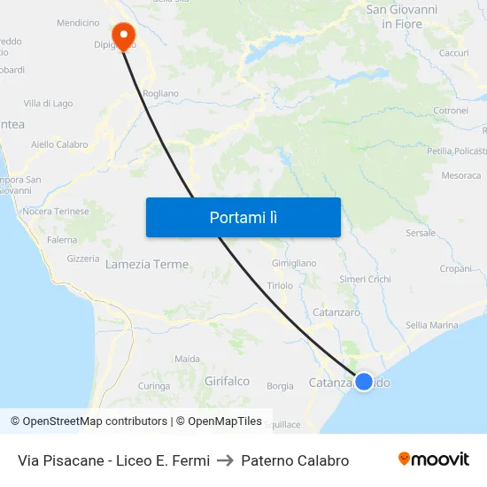 Via Pisacane - Liceo E. Fermi to Paterno Calabro map