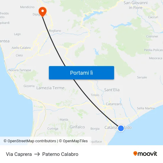 Via Caprera to Paterno Calabro map