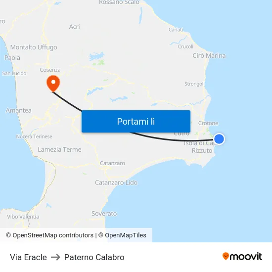 Via Eracle to Paterno Calabro map