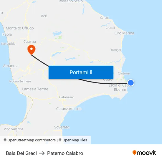 Baia Dei Greci to Paterno Calabro map