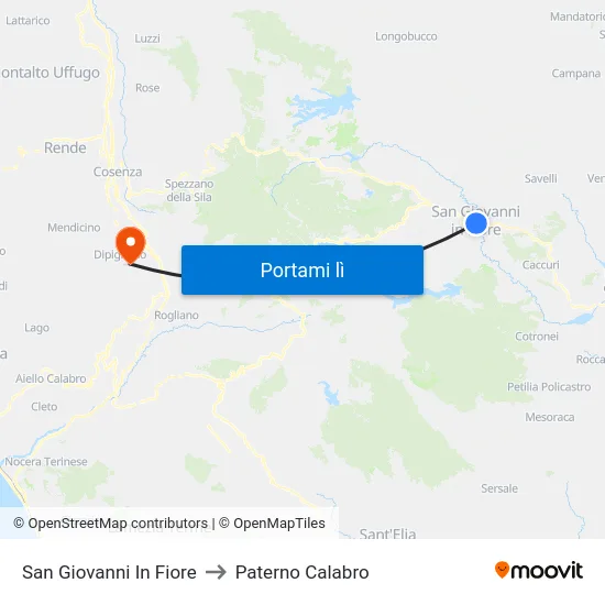 San Giovanni In Fiore to Paterno Calabro map