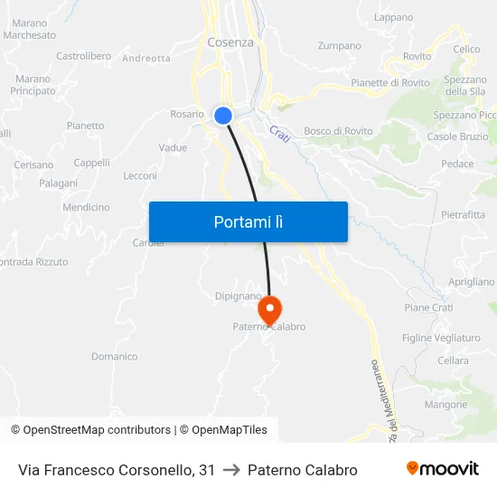 Via Francesco Corsonello, 31 to Paterno Calabro map