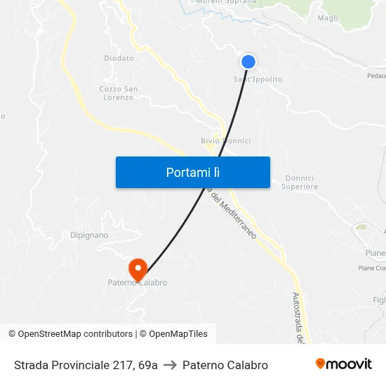 Strada Provinciale 217, 69a to Paterno Calabro map