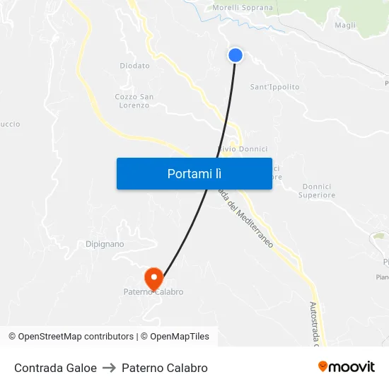 Contrada Galoe to Paterno Calabro map