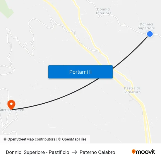 Donnici Superiore - Pastificio to Paterno Calabro map