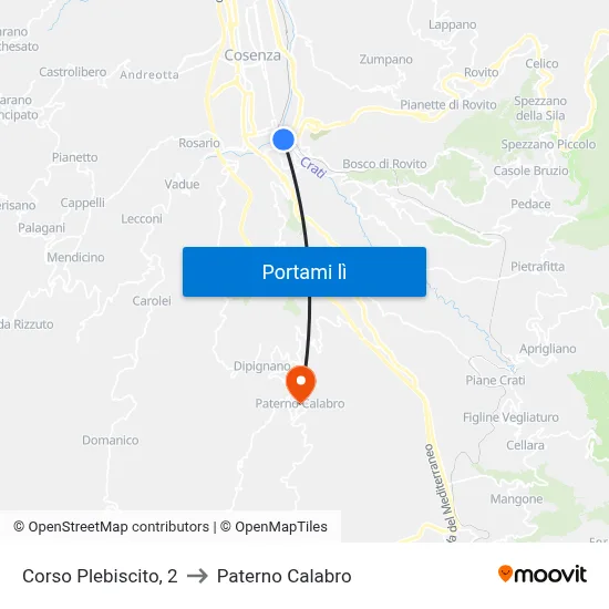Corso Plebiscito, 2 to Paterno Calabro map
