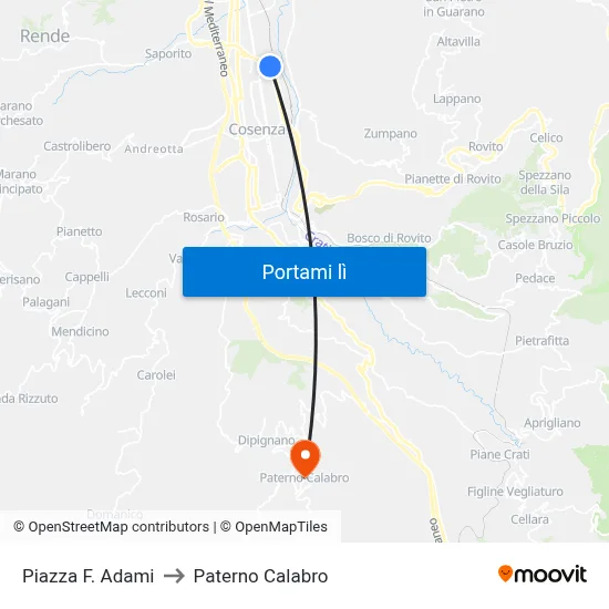 Piazza F. Adami to Paterno Calabro map