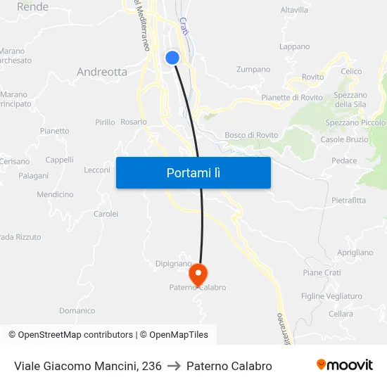Viale Giacomo Mancini, 236 to Paterno Calabro map