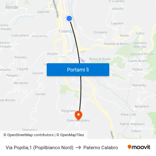 Via Popilia,1 (Popilbianco Nord) to Paterno Calabro map