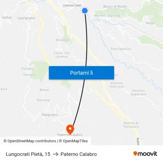 Lungocrati Pietà, 15 to Paterno Calabro map