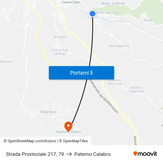 Strada Provinciale 217, 79 to Paterno Calabro map