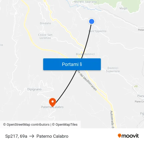 Sp217, 69a to Paterno Calabro map