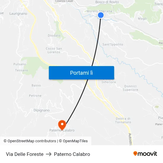 Via Delle Foreste to Paterno Calabro map