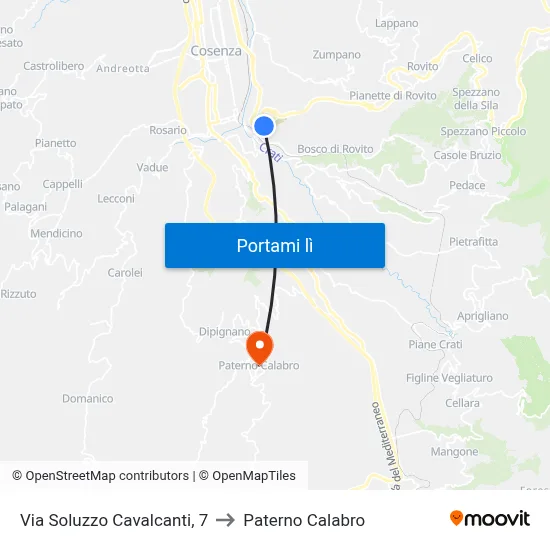 Via Soluzzo Cavalcanti, 7 to Paterno Calabro map