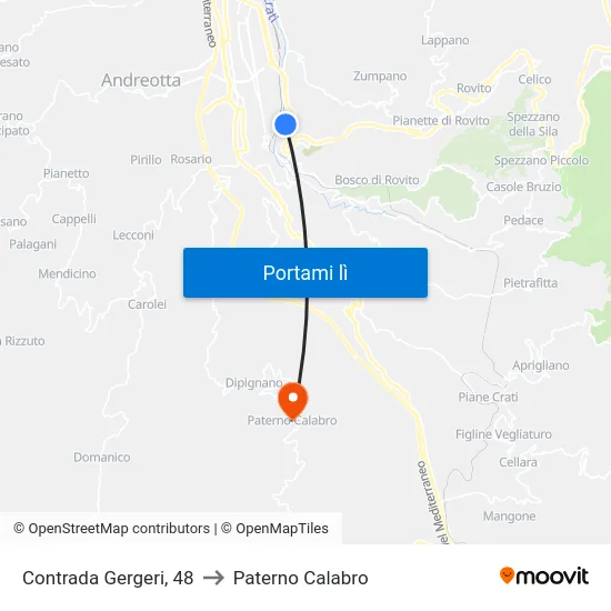 Contrada Gergeri, 48 to Paterno Calabro map