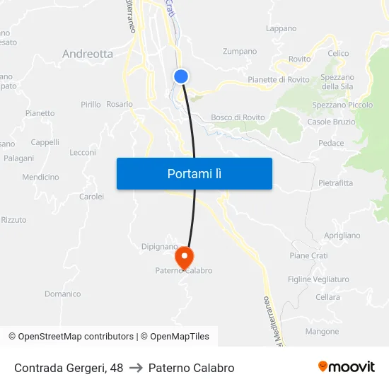 Contrada Gergeri, 48 to Paterno Calabro map