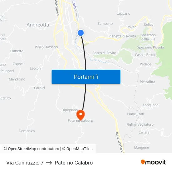 Via Cannuzze, 7 to Paterno Calabro map