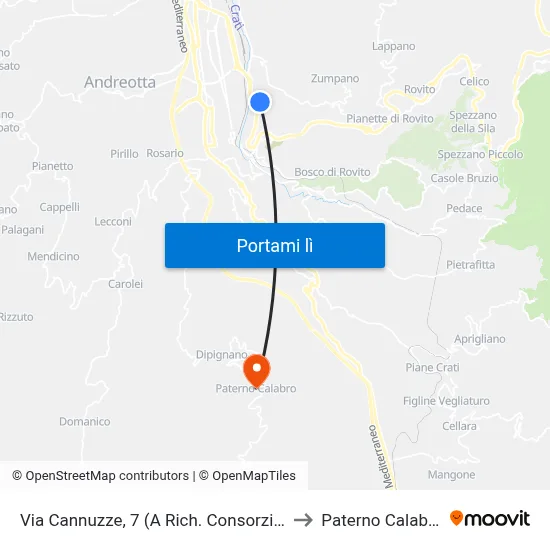 Via Cannuzze, 7 (A Rich. Consorzio) to Paterno Calabro map