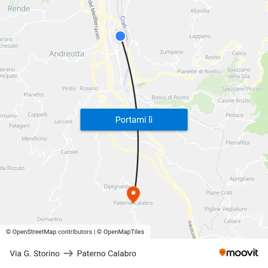 Via G. Storino to Paterno Calabro map