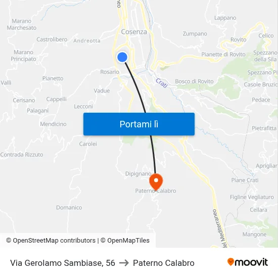 Via Gerolamo Sambiase, 56 to Paterno Calabro map