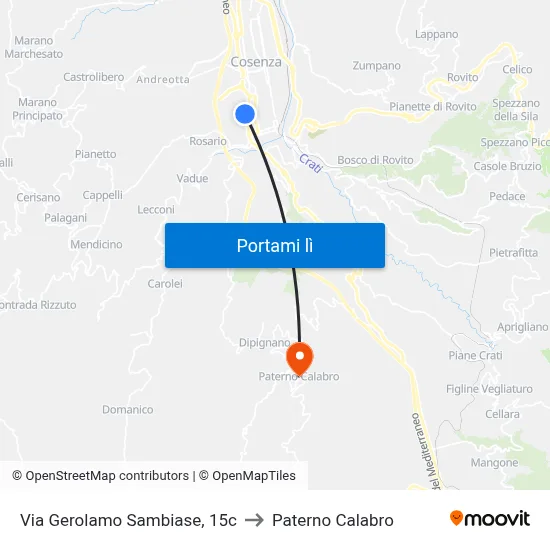 Via Gerolamo Sambiase, 15c to Paterno Calabro map