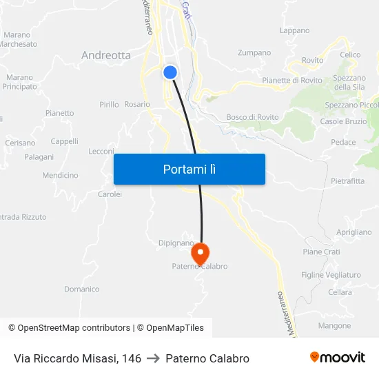 Via Riccardo Misasi, 146 to Paterno Calabro map