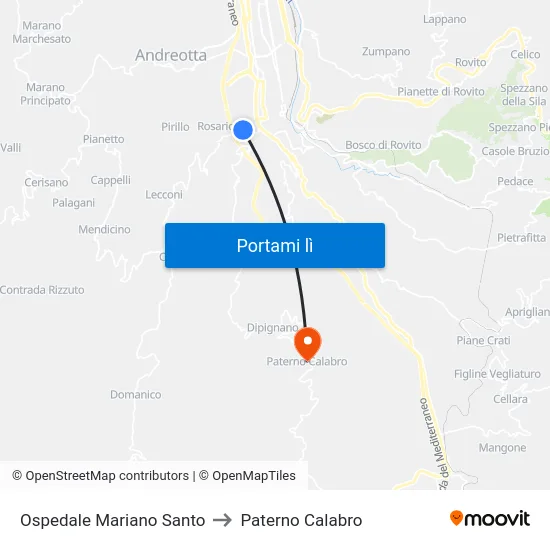 Ospedale Mariano Santo to Paterno Calabro map