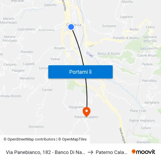 Via Panebianco, 182 - Banco Di Napoli to Paterno Calabro map