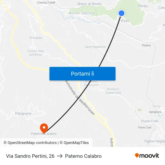 Via Sandro Pertini, 26 to Paterno Calabro map