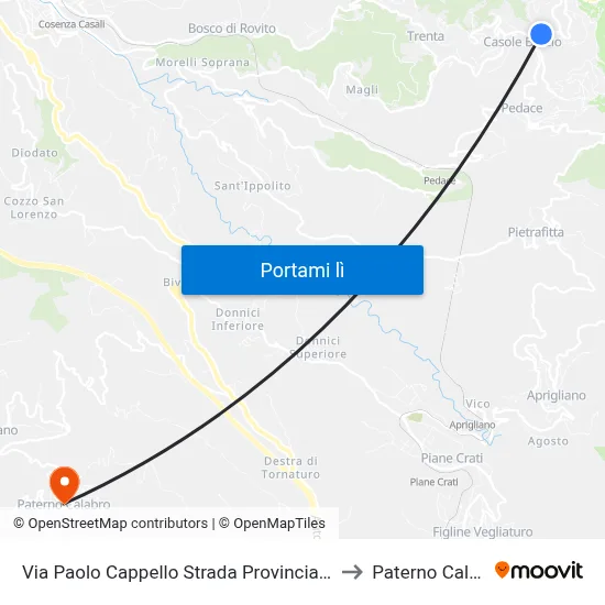 Via Paolo Cappello Strada Provinciale 226, 1 to Paterno Calabro map