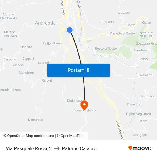 Via Pasquale Rossi, 2 to Paterno Calabro map