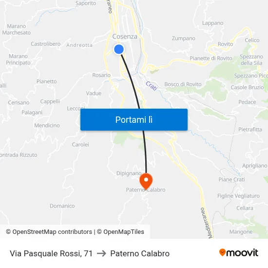 Via Pasquale Rossi, 71 to Paterno Calabro map