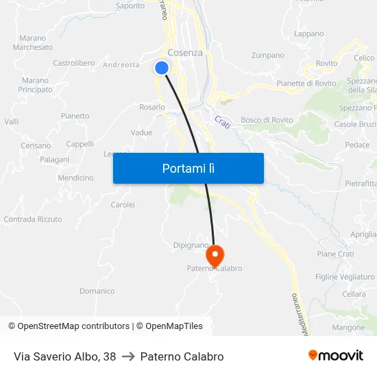 Via Saverio Albo, 38 to Paterno Calabro map