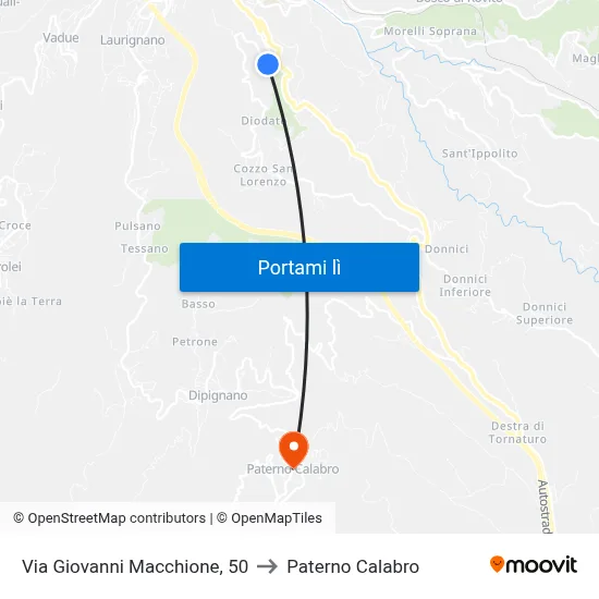 Via Giovanni Macchione, 50 to Paterno Calabro map