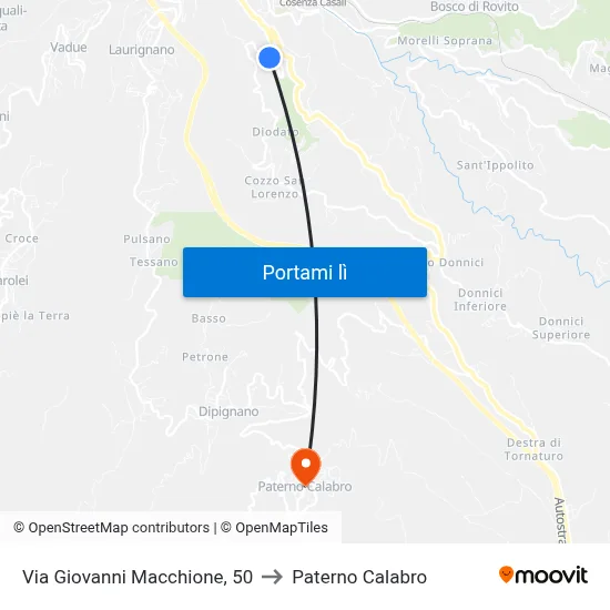 Via Giovanni Macchione, 50 to Paterno Calabro map