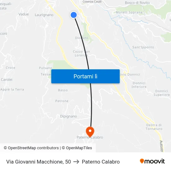 Via Giovanni Macchione, 50 to Paterno Calabro map