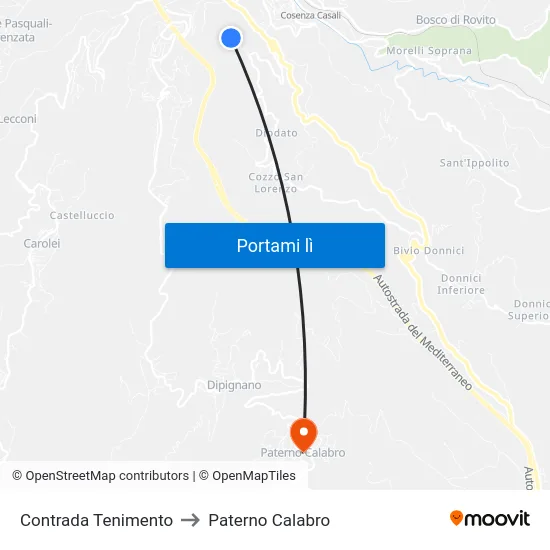 Contrada Tenimento to Paterno Calabro map