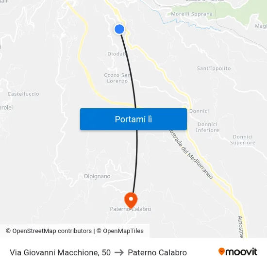 Via Giovanni Macchione, 50 to Paterno Calabro map