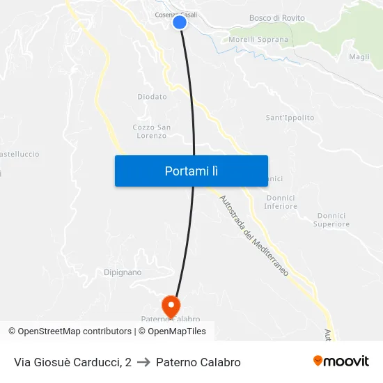Via Giosuè Carducci, 2 to Paterno Calabro map