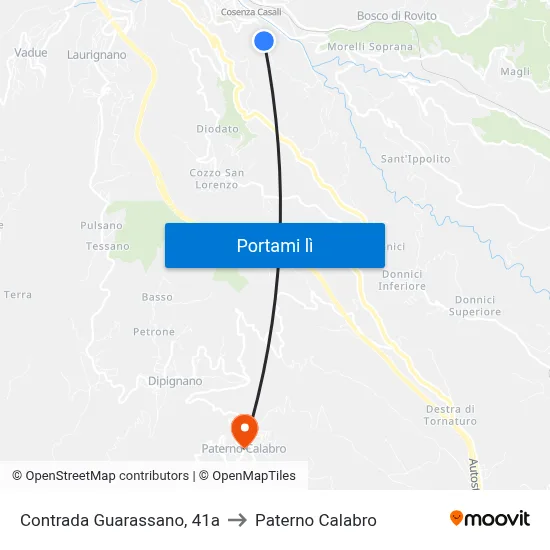 Contrada Guarassano, 41a to Paterno Calabro map