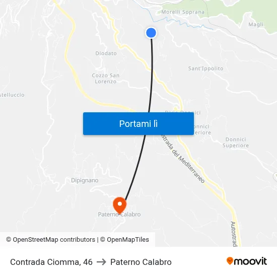 Contrada Ciomma, 46 to Paterno Calabro map