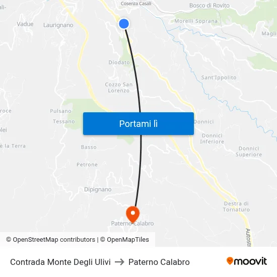 Contrada Monte Degli Ulivi to Paterno Calabro map