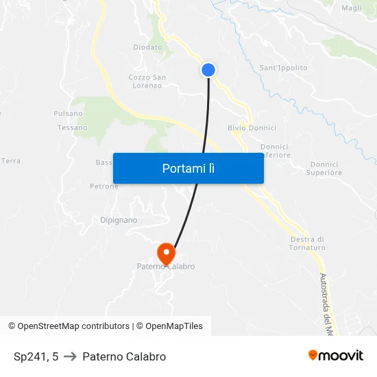 Sp241, 5 to Paterno Calabro map