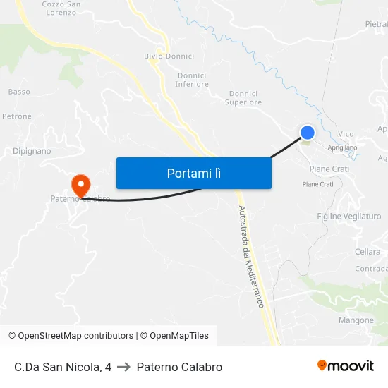 C.Da San Nicola, 4 to Paterno Calabro map
