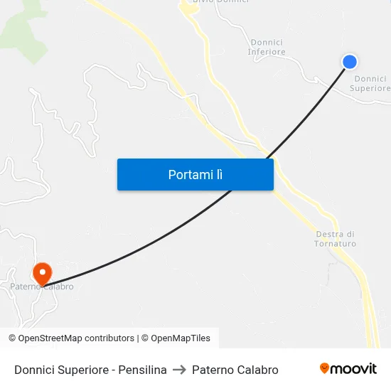 Donnici Superiore - Pensilina to Paterno Calabro map