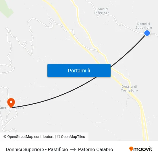 Donnici Superiore - Pastificio to Paterno Calabro map
