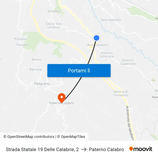Strada Statale 19 Delle Calabrie, 2 to Paterno Calabro map