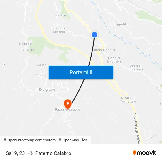 Ss19, 23 to Paterno Calabro map