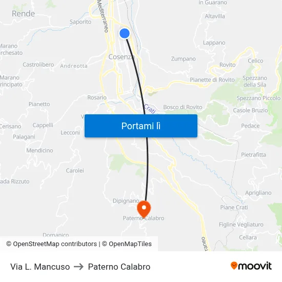 Via L. Mancuso to Paterno Calabro map