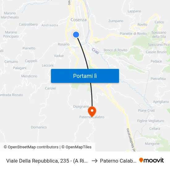 Viale Della Repubblica, 235 - (A Rich) to Paterno Calabro map